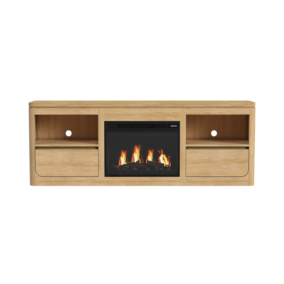 Rosalie Natural 71" TV Console with Fireplace Insert - Ornate Home
