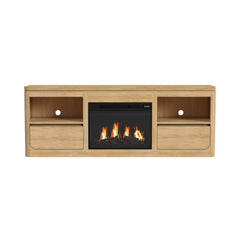 Rosalie Natural 71" TV Console with Fireplace Insert - Ornate Home