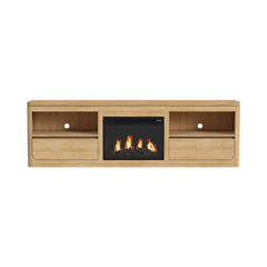 Rosalie Natural 82" TV Console with Fireplace Insert - Ornate Home