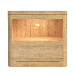 Rosalie Natural Nightstand with USB & LED - Ornate Home