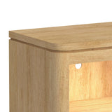 Rosalie Natural Nightstand with USB & LED - Ornate Home
