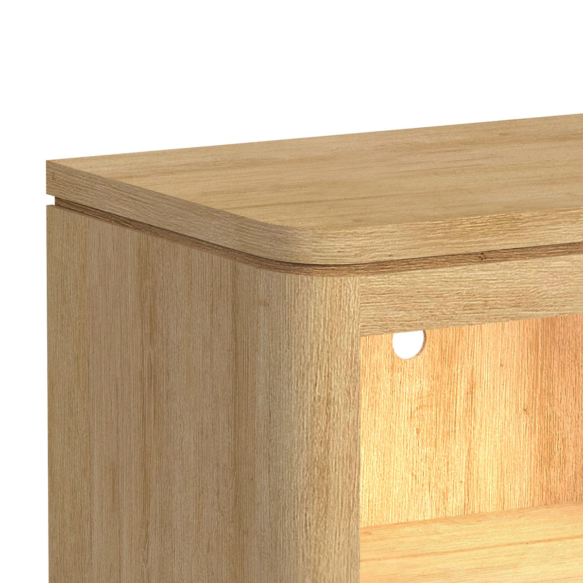 Rosalie Natural Nightstand with USB & LED - Ornate Home