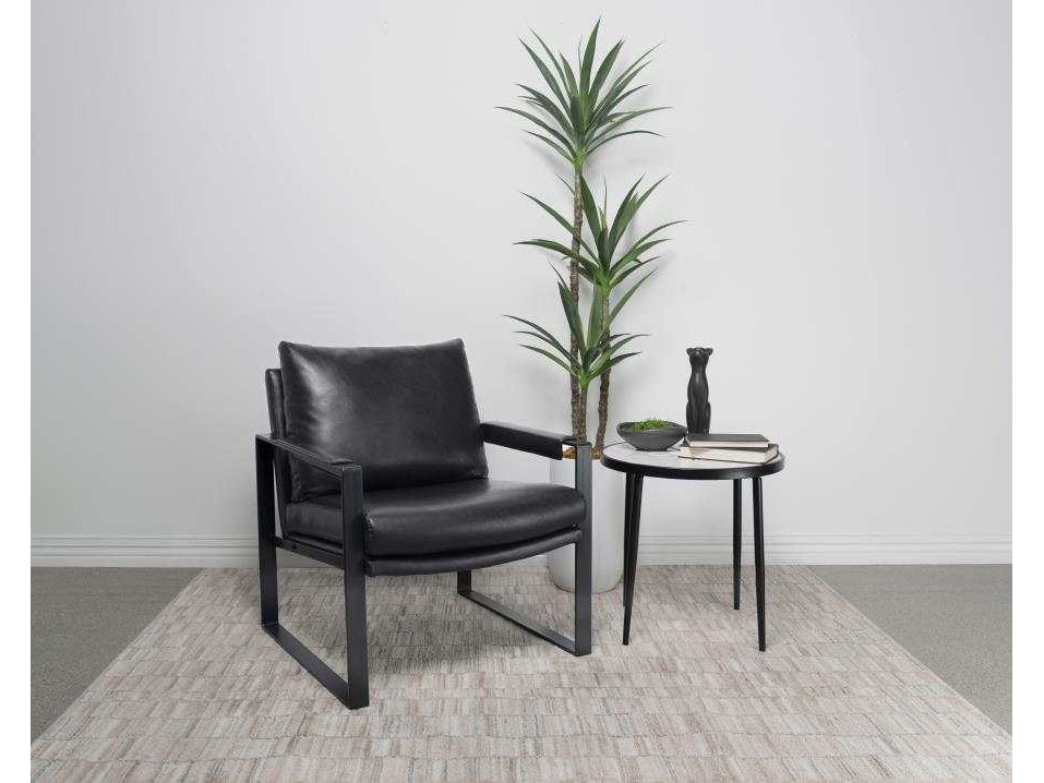 Rosalind Black & Gunmetal Track Arms Accent Chair - Ornate Home