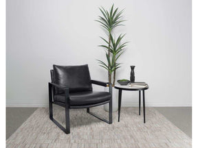 Rosalind Black & Gunmetal Track Arms Accent Chair - Ornate Home