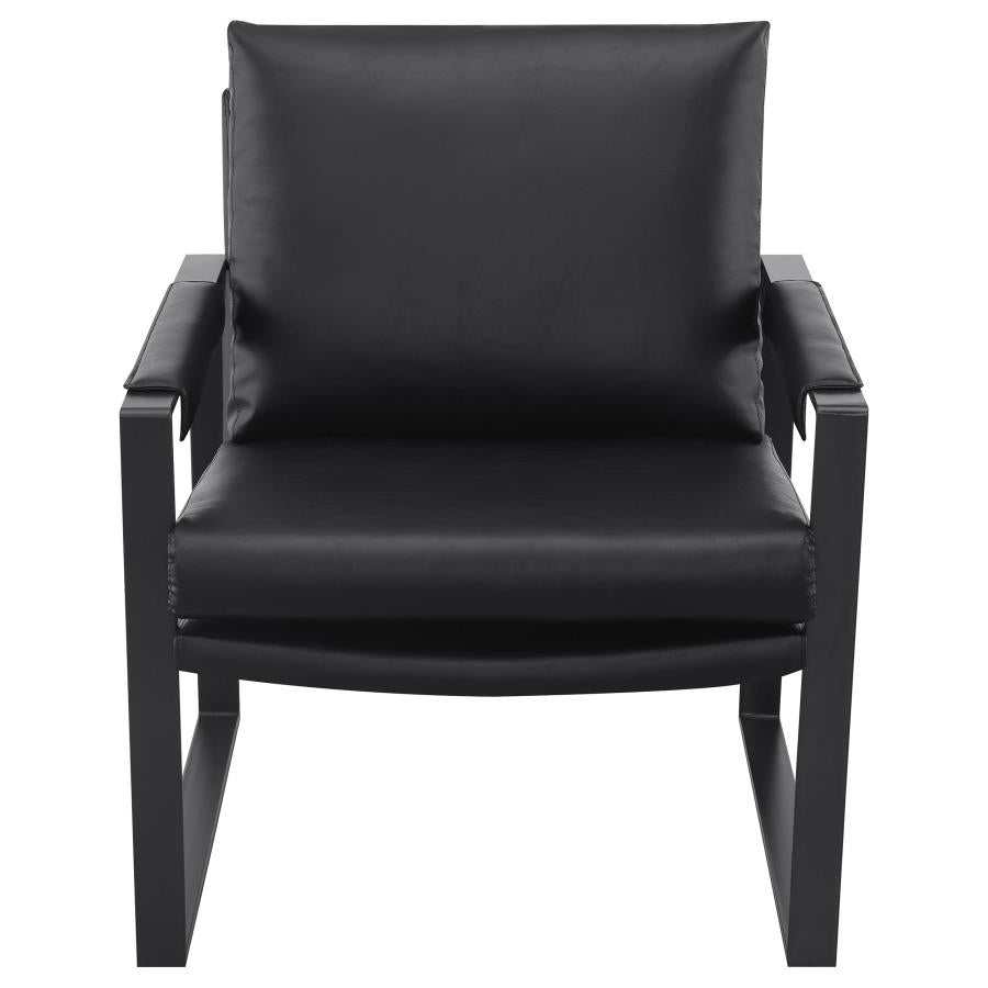Rosalind Black & Gunmetal Track Arms Accent Chair - Ornate Home
