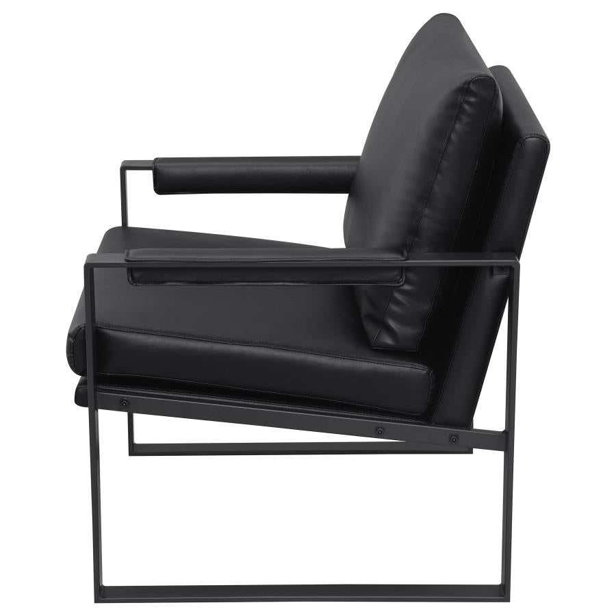 Rosalind Black & Gunmetal Track Arms Accent Chair - Ornate Home