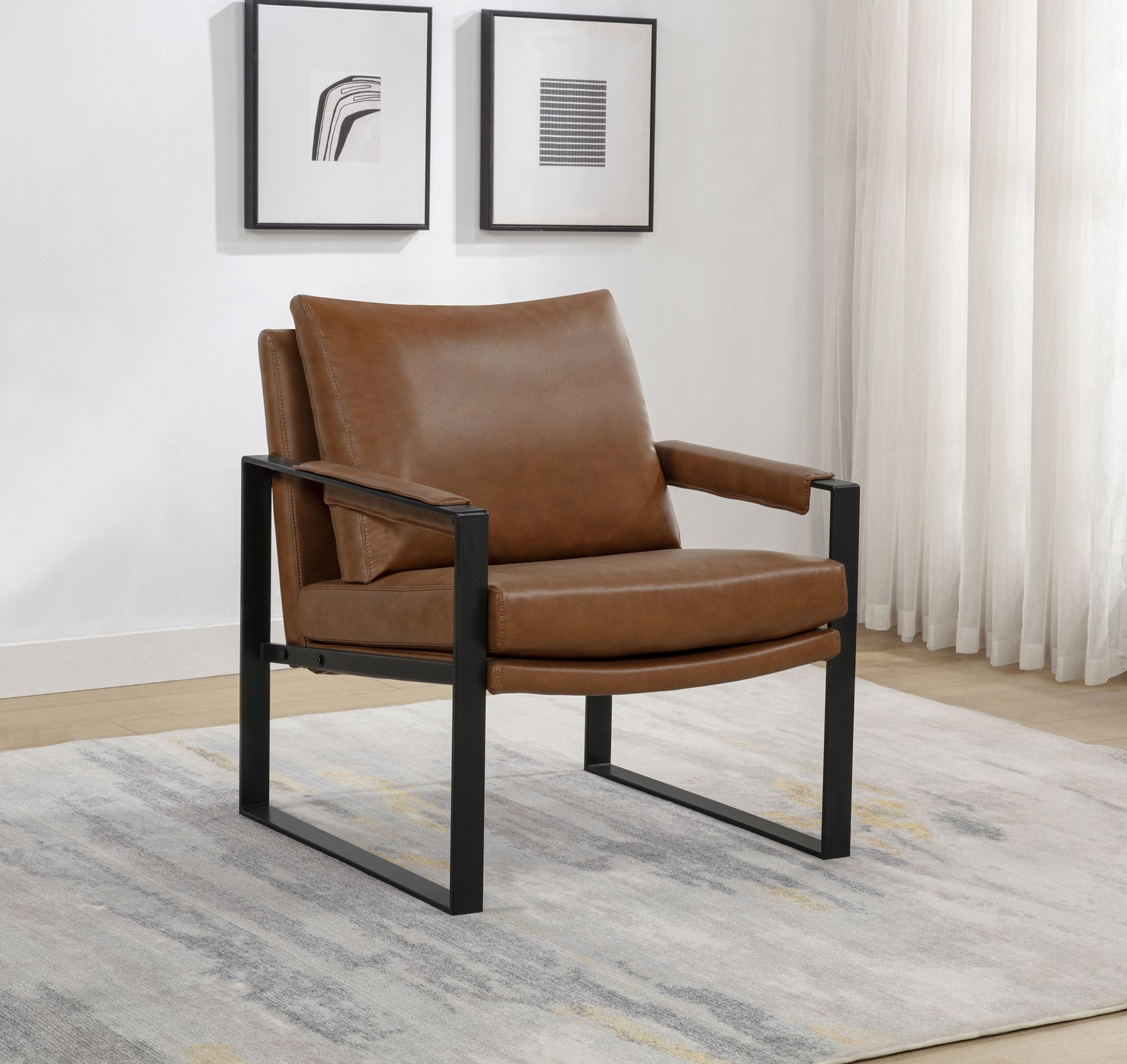 Rosalind Brown Upholstered Track Arm Accent Chair - Ornate Home