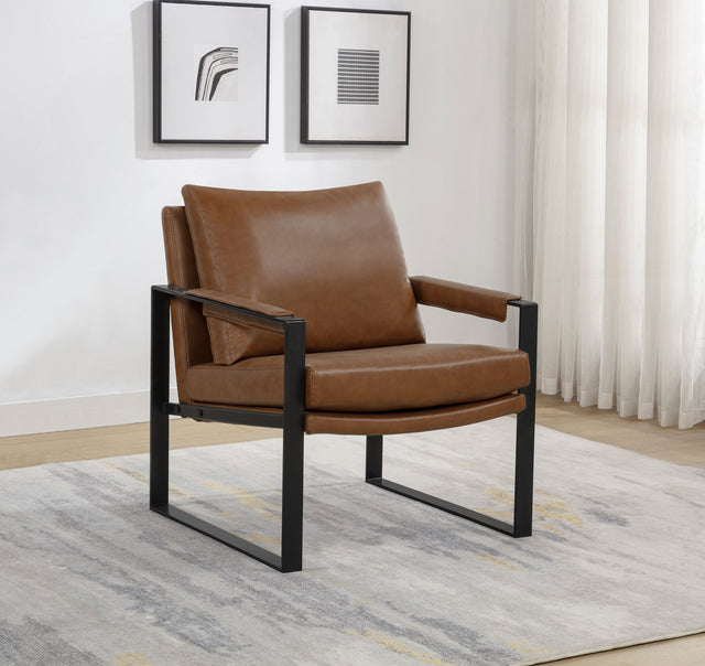 Rosalind Brown Upholstered Track Arm Accent Chair - Ornate Home