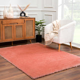 Rosava Dusty Pink Subtle Wavy Abstract Modern Minimalist Polyester Machine Woven Area Rug - Clearance - Ornate Home