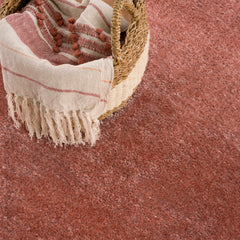 Rosava Dusty Pink Subtle Wavy Abstract Modern Minimalist Polyester Machine Woven Area Rug - Clearance - Ornate Home