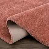 Rosava Dusty Pink Subtle Wavy Abstract Modern Minimalist Polyester Machine Woven Area Rug - Clearance - Ornate Home
