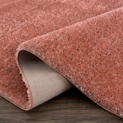 Rosava Dusty Pink Subtle Wavy Abstract Modern Minimalist Polyester Machine Woven Area Rug - Clearance - Ornate Home