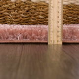 Rosava Dusty Pink Subtle Wavy Abstract Modern Minimalist Polyester Machine Woven Area Rug - Clearance - Ornate Home