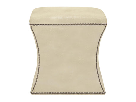 Roscoe Beige/Tan Leather Ottoman - Ornate Home