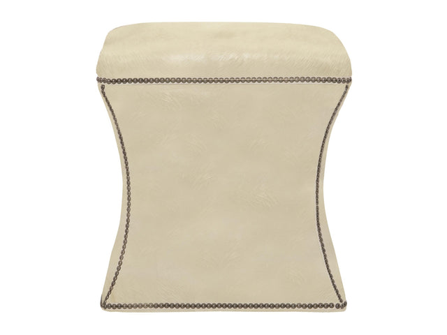 Roscoe Beige/Tan Leather Ottoman - Ornate Home