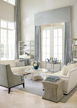 Roscoe Blue Fabric Ottoman - Ornate Home