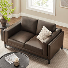 Roscoe Espresso 63 inch Vegan Leather Loveseat - Ornate Home