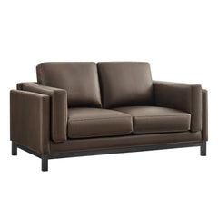 Roscoe Espresso 63 inch Vegan Leather Loveseat - Ornate Home