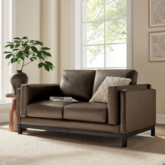 Roscoe Espresso 63 inch Vegan Leather Loveseat - Ornate Home