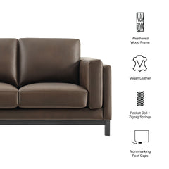 Roscoe Espresso 63 inch Vegan Leather Loveseat - Ornate Home