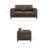 Roscoe Espresso 63 inch Vegan Leather Loveseat - Ornate Home