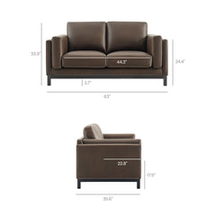 Roscoe Espresso 63 inch Vegan Leather Loveseat - Ornate Home