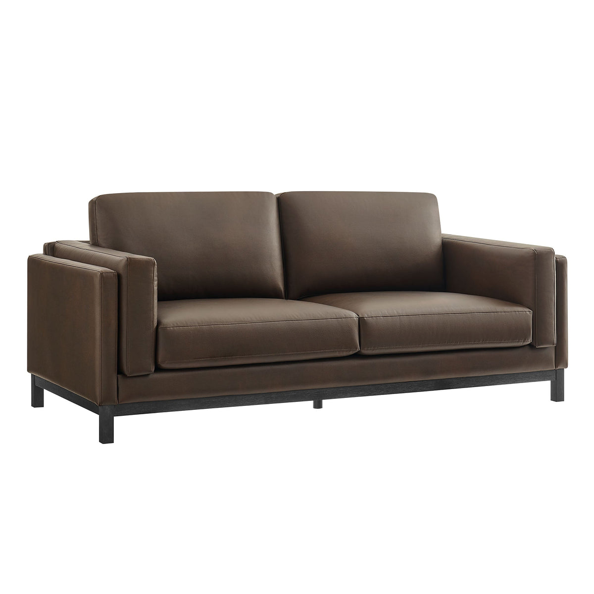 Roscoe Espresso 81 inch Vegan Leather Sofa - Ornate Home