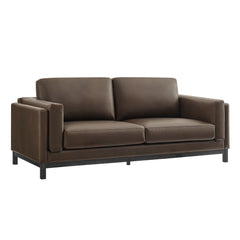 Roscoe Espresso 81 inch Vegan Leather Sofa - Ornate Home