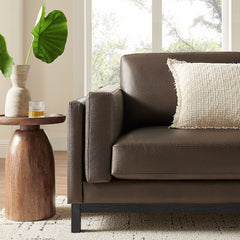 Roscoe Espresso 81 inch Vegan Leather Sofa - Ornate Home