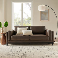Roscoe Espresso 81 inch Vegan Leather Sofa - Ornate Home