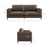 Roscoe Espresso 81 inch Vegan Leather Sofa - Ornate Home