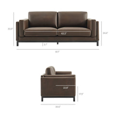 Roscoe Espresso 81 inch Vegan Leather Sofa - Ornate Home