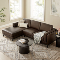 Roscoe Espresso Left-Facing Vegan Leather Sectional Sofa with Chaise - Ornate Home