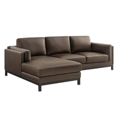 Roscoe Espresso Left-Facing Vegan Leather Sectional Sofa with Chaise - Ornate Home