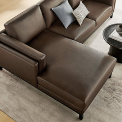Roscoe Espresso Left-Facing Vegan Leather Sectional Sofa with Chaise - Ornate Home