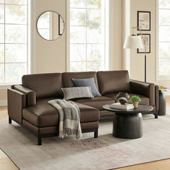 Roscoe Espresso Left-Facing Vegan Leather Sectional Sofa with Chaise - Ornate Home