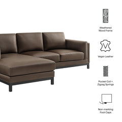 Roscoe Espresso Left-Facing Vegan Leather Sectional Sofa with Chaise - Ornate Home