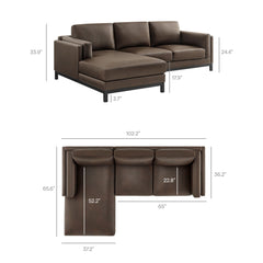 Roscoe Espresso Left-Facing Vegan Leather Sectional Sofa with Chaise - Ornate Home