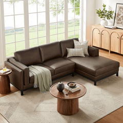 Roscoe Espresso Right-Facing Vegan Leather Sectional Sofa with Chaise - Ornate Home