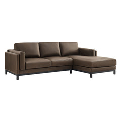 Roscoe Espresso Right-Facing Vegan Leather Sectional Sofa with Chaise - Ornate Home