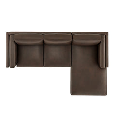 Roscoe Espresso Right-Facing Vegan Leather Sectional Sofa with Chaise - Ornate Home