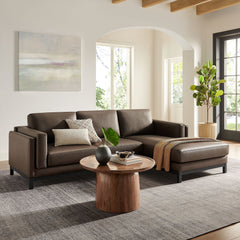 Roscoe Espresso Right-Facing Vegan Leather Sectional Sofa with Chaise - Ornate Home