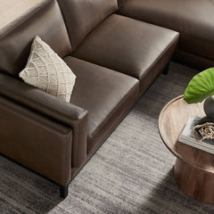 Roscoe Espresso Right-Facing Vegan Leather Sectional Sofa with Chaise - Ornate Home