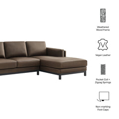 Roscoe Espresso Right-Facing Vegan Leather Sectional Sofa with Chaise - Ornate Home
