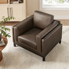Roscoe Espresso Vegan Leather Armchair - Ornate Home