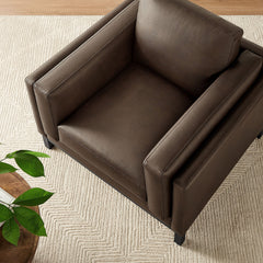 Roscoe Espresso Vegan Leather Armchair - Ornate Home