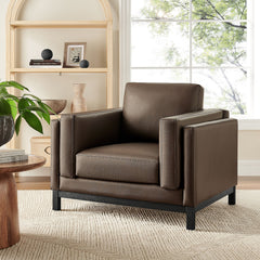 Roscoe Espresso Vegan Leather Armchair - Ornate Home