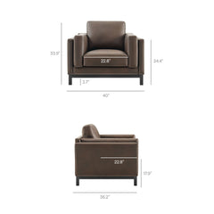 Roscoe Espresso Vegan Leather Armchair - Ornate Home