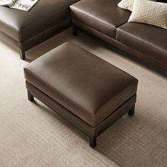 Roscoe Espresso Vegan Leather Ottoman - Ornate Home
