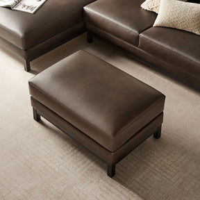 Roscoe Espresso Vegan Leather Ottoman - Ornate Home